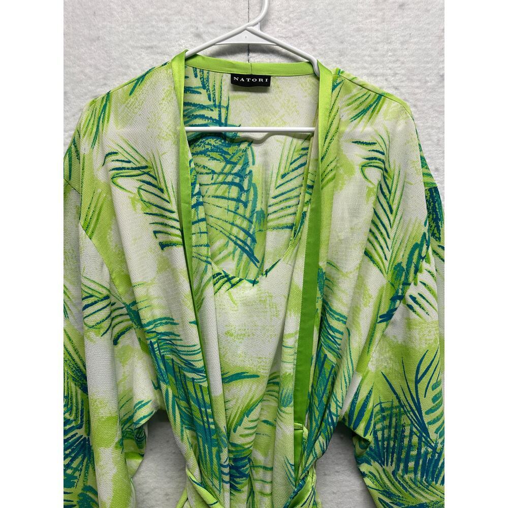 Natori Women 2 Piece Dress Duster Belt OS Bamboo Vintage Crepe Boho Resort VTG - Picture 6 of 16